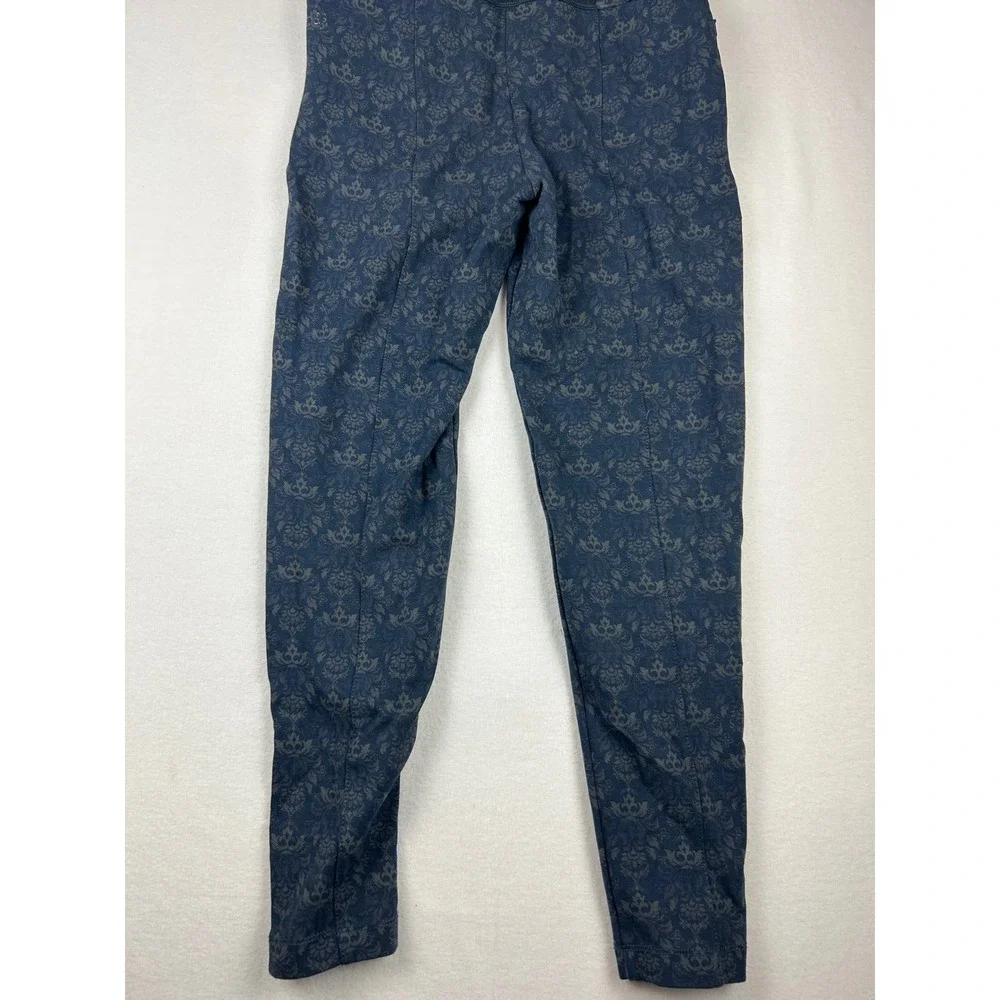 Betabrand Dress Pant Yoga Pants Blue Damask Print Skinny Leg Womens Medium - Picture 13 of 13